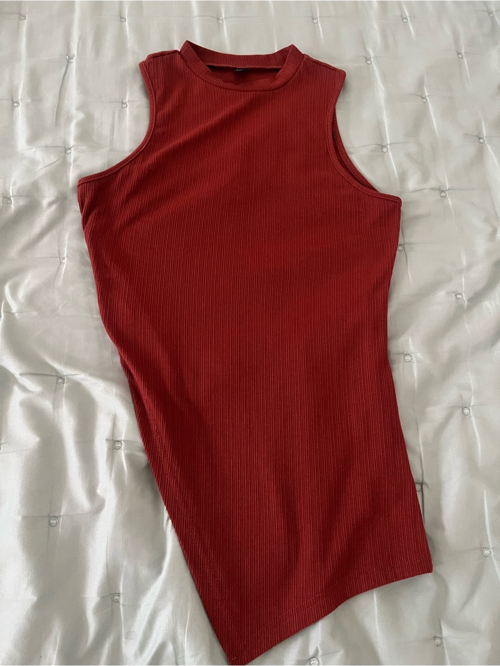 Sleeveless Ribbed Tank Top pants set - Rust